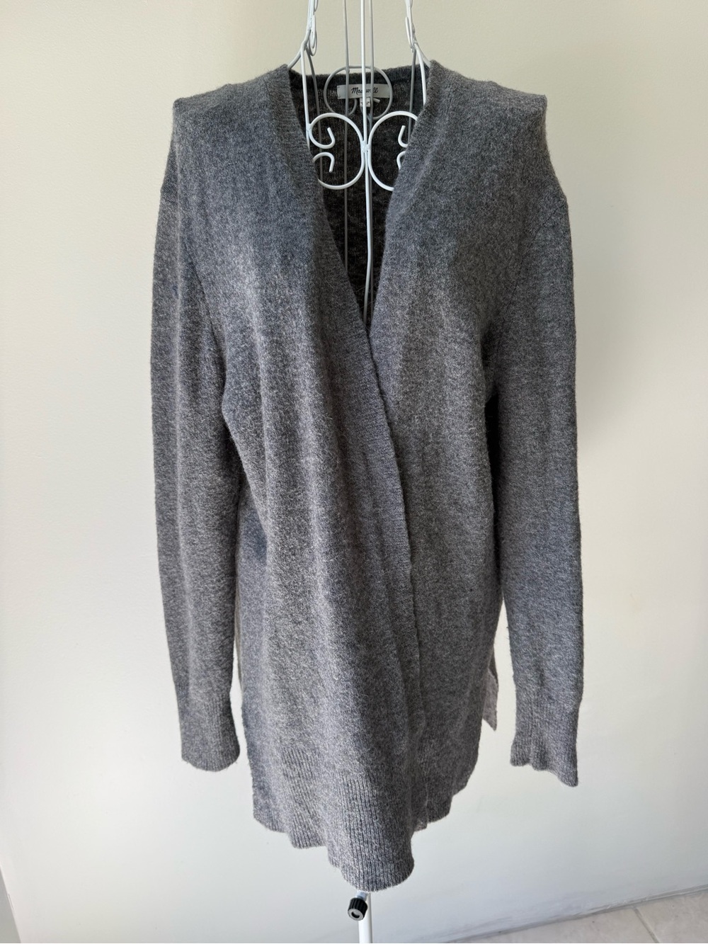Madewell Gray Wool Blend Open Front Cardigan Sweater Cozy Size M